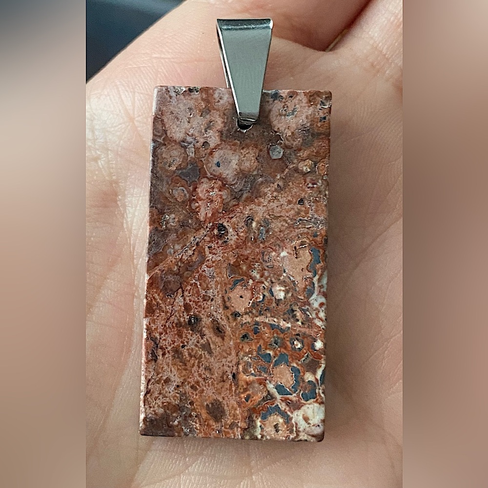 Jasper Stone Rectangular Pendant Necklace
